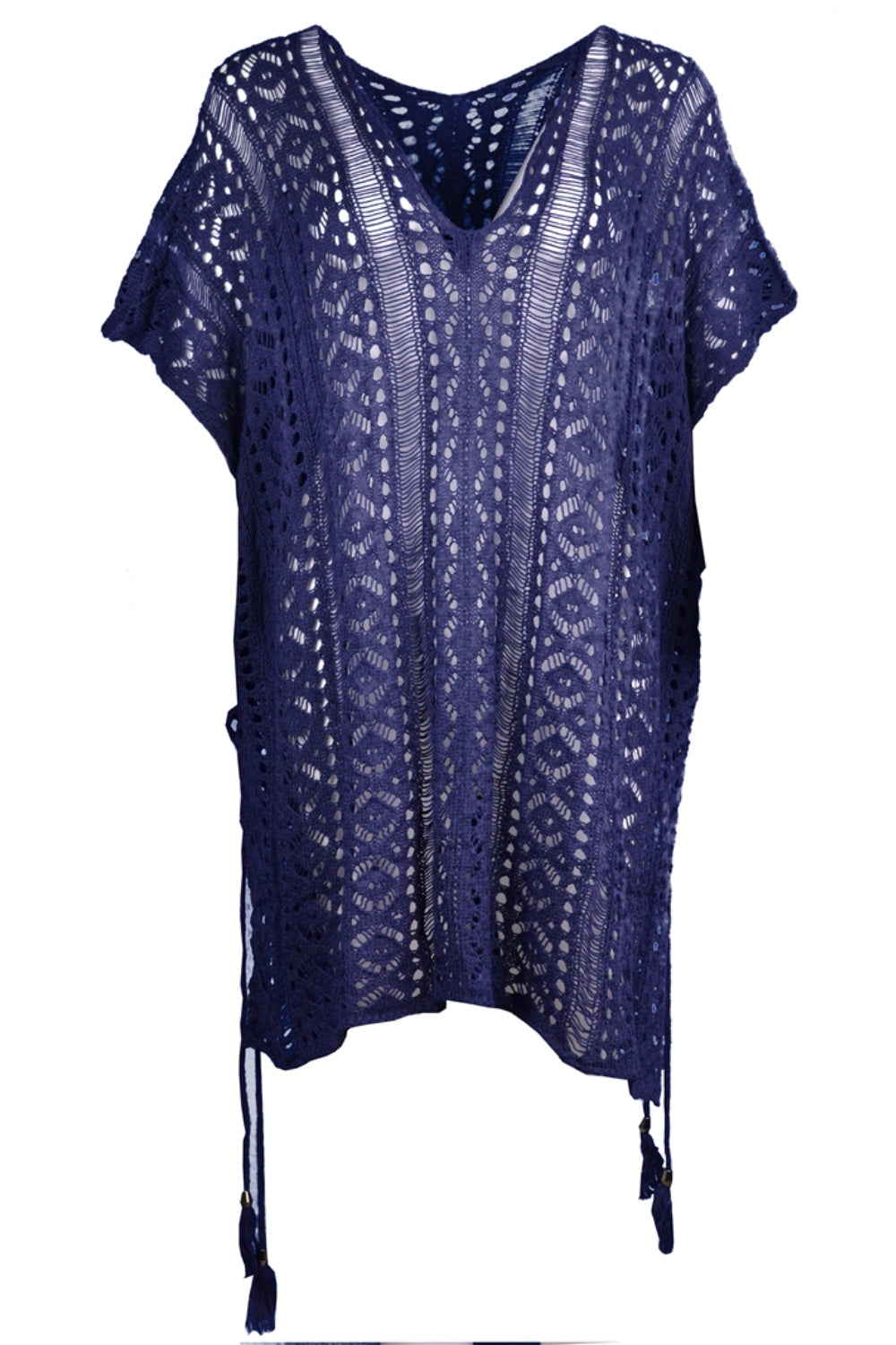 Cutout V-Neck Cover-Up with Tassel - More Colors! - In Style Chics Boutique LLC