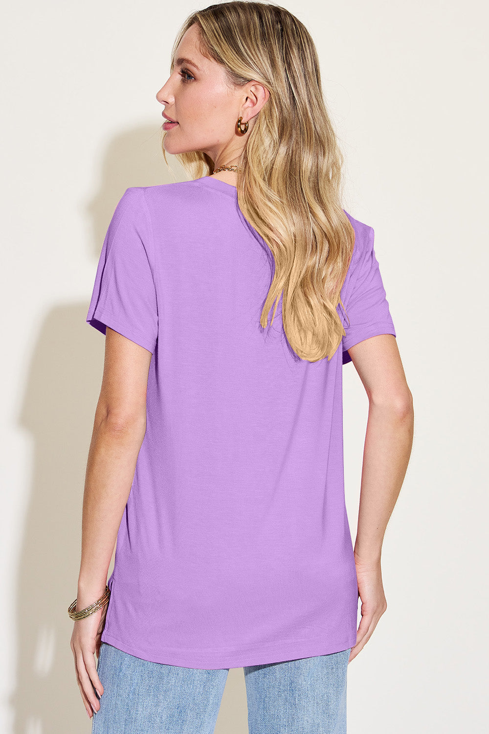 Basic Bae Bamboo Full Size V-Neck High-Low T-Shirt - In Style Chics Boutique LLC