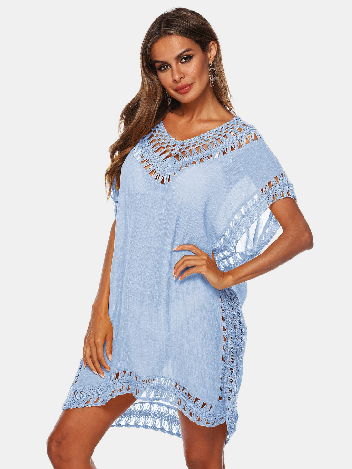 Cutout V-Neck Short Sleeve Cover-Up - More Colors! - In Style Chics Boutique LLC