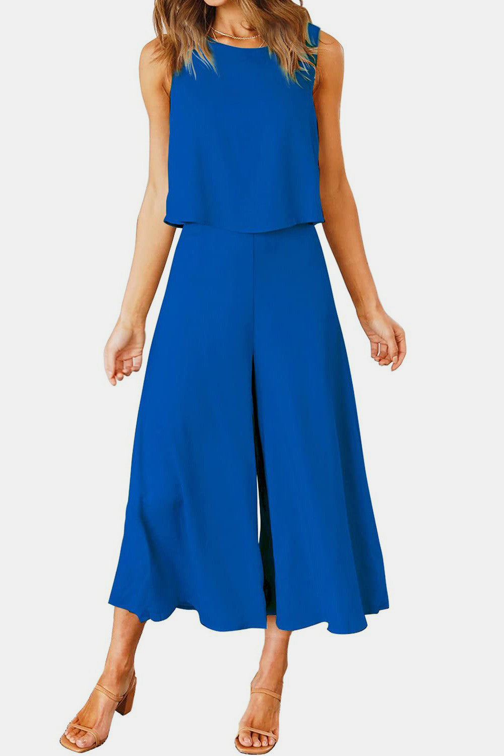 Round Neck Top and Wide Leg Pants Set - In Style Chics Boutique LLC