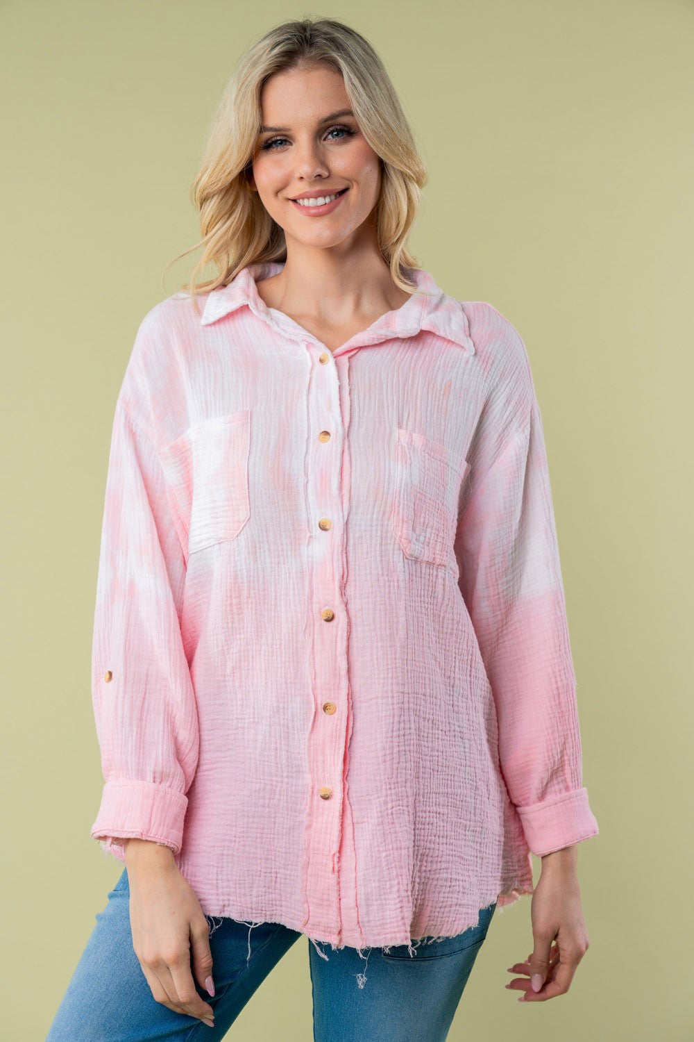 White Birch Full Size Long Sleeve Tie Dye Shirt for Women - In Style Chics Boutique LLC