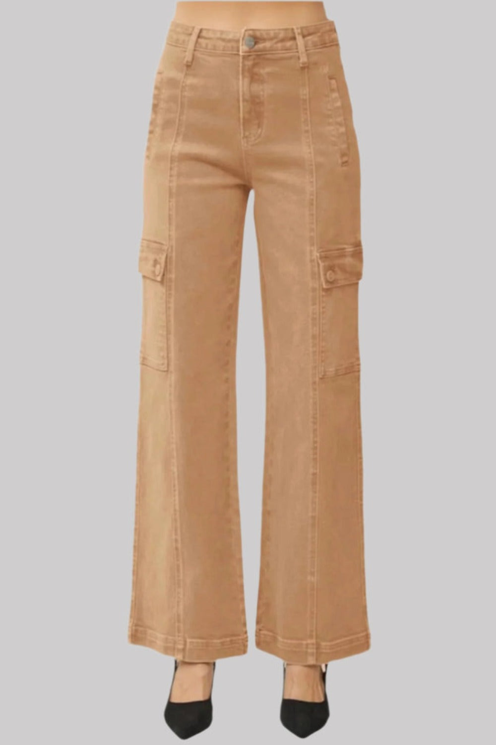 RISEN Full Size High Rise Wide Leg Cargo Jeans - In Style Chics Boutique LLC