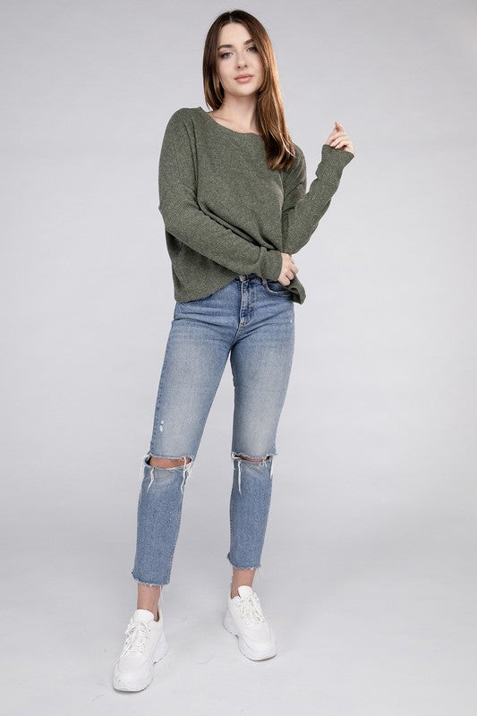 Ribbed Dolman Long Sleeve Sweater - In Style Chics Boutique LLC