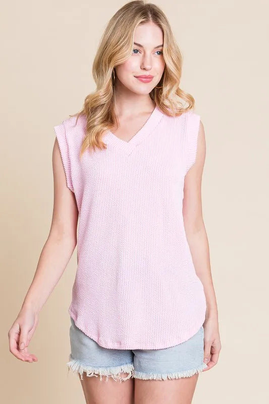 Rib Knit V-Neck Tank - In Style Chics Boutique
