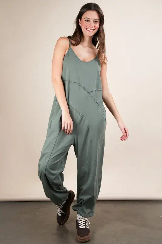 Sleeveless Knit Comfy Casual Jumpsuit - In Style Chics Boutique Women's Juniors Apparel Online
