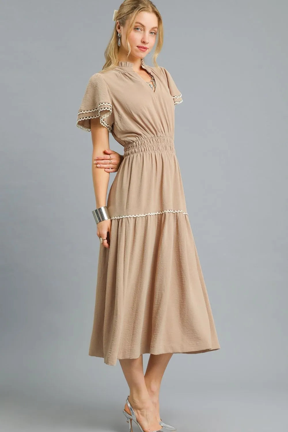Midi Dress, Tiered Flutter Sleeve - In Style Chics Boutique