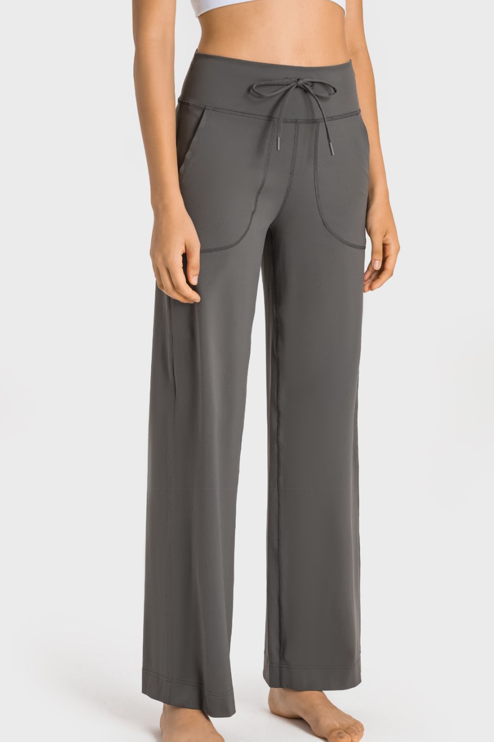 Drawstring Waist Wide Leg Sports Pants with Pockets - In Style Chics Boutique LLC