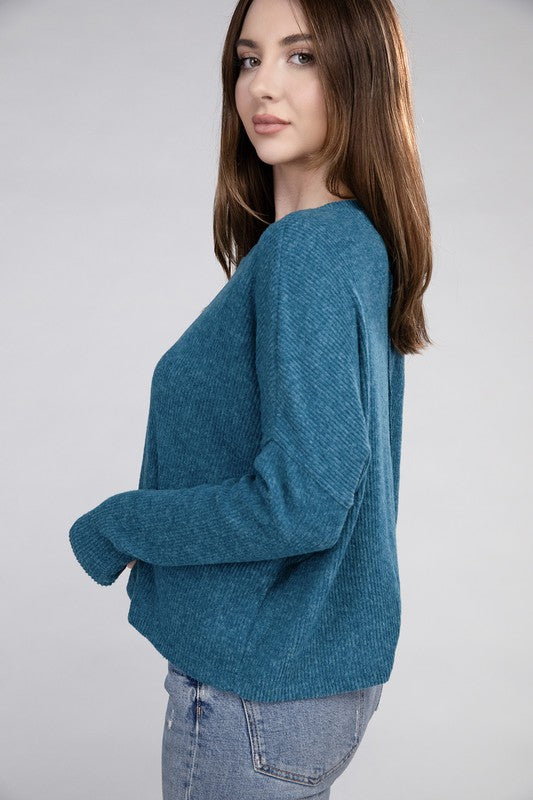 Ribbed Dolman Long Sleeve Sweater - In Style Chics Boutique LLC