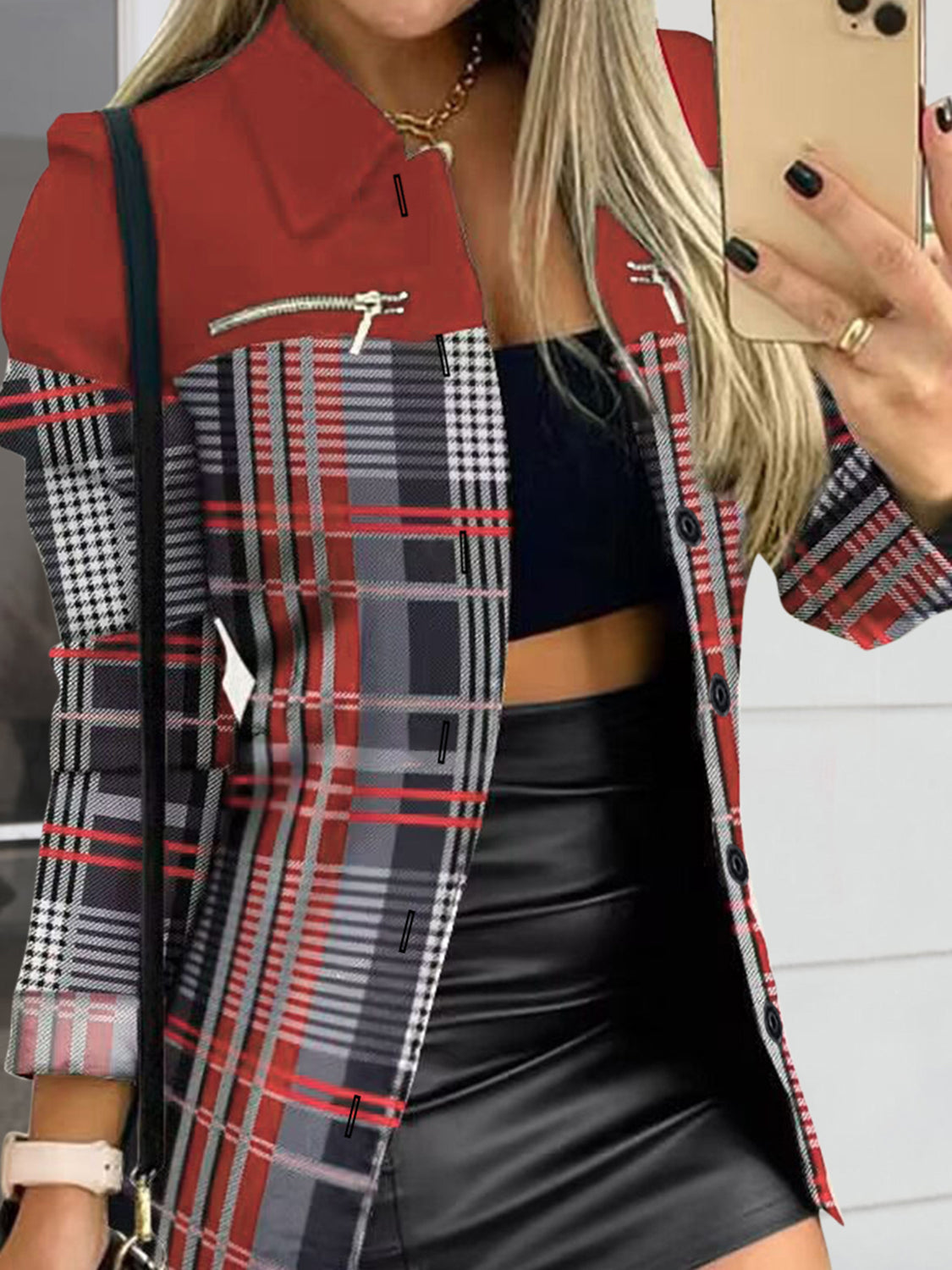 Printed Button Up Zip Detail Jacket More Colors! - In Style Chics Boutique LLC
