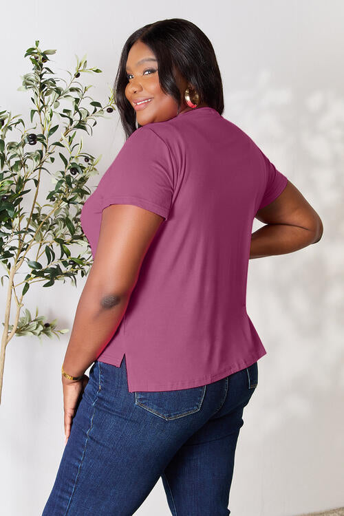 Round Neck Short Sleeve T-Shirt - More Colors! - Shein Alternative - In Style Chics Boutique Women's Juniors Plus Size Apparel Online Fast Shipping