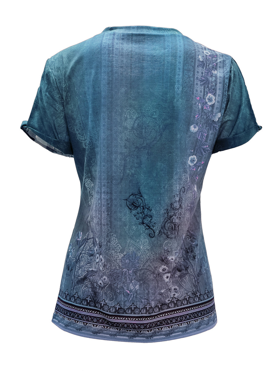 Cutout Printed Round Neck Short Sleeve Blouse - More Colors! - In Style Chics Boutique LLC