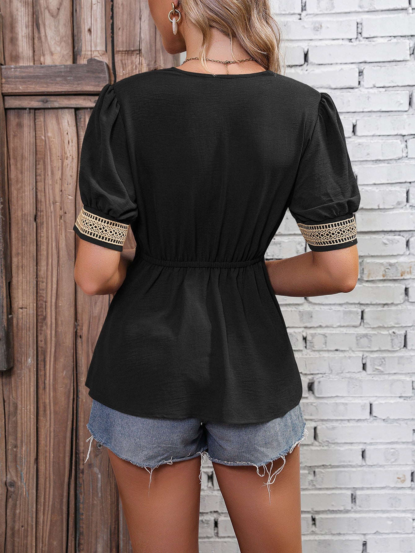 Contrast V-Neck Babydoll Top More Colors! - In Style Chics Boutique LLC