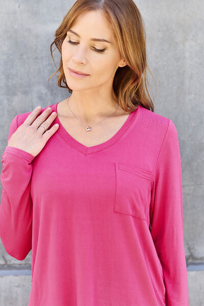 Basic Bae Full Size V-Neck Long Sleeve Top - More Colors! - In Style Chics Boutique LLC