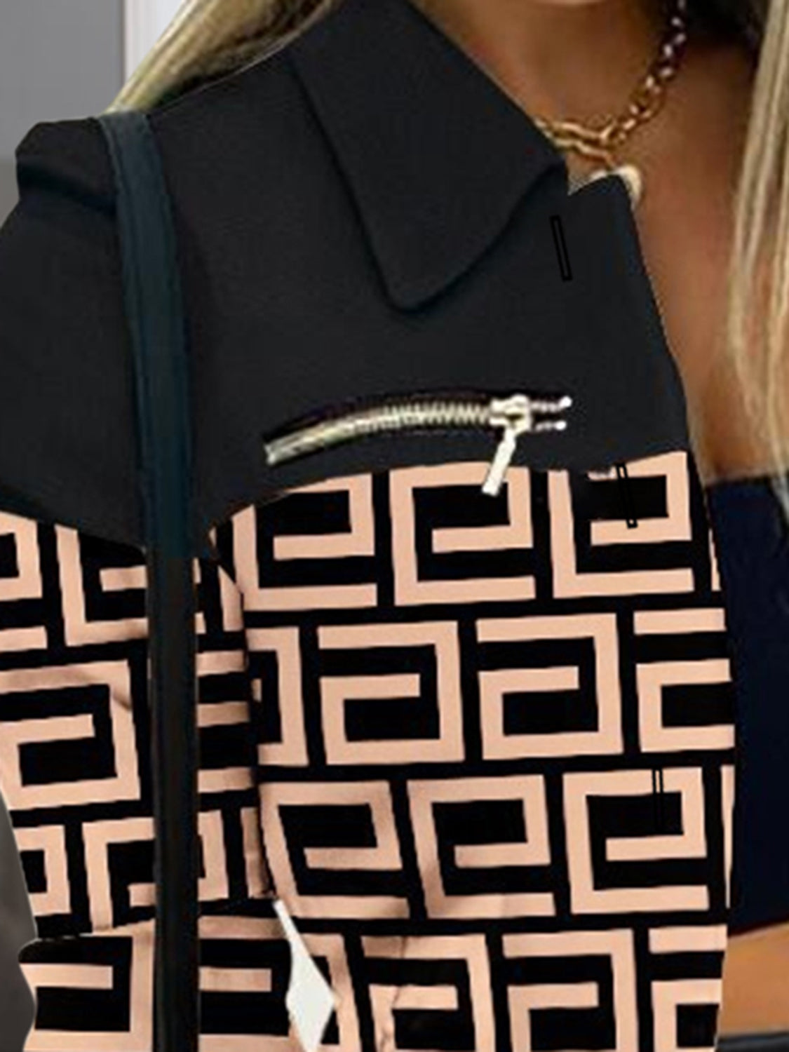 Printed Button Up Zip Detail Jacket More Colors! - In Style Chics Boutique LLC