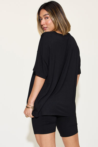 Basic Bae V-Neck Drop Shoulder Short Sleeve T-Shirt and Shorts Set - More Colors! - In Style Chics Boutique LLC