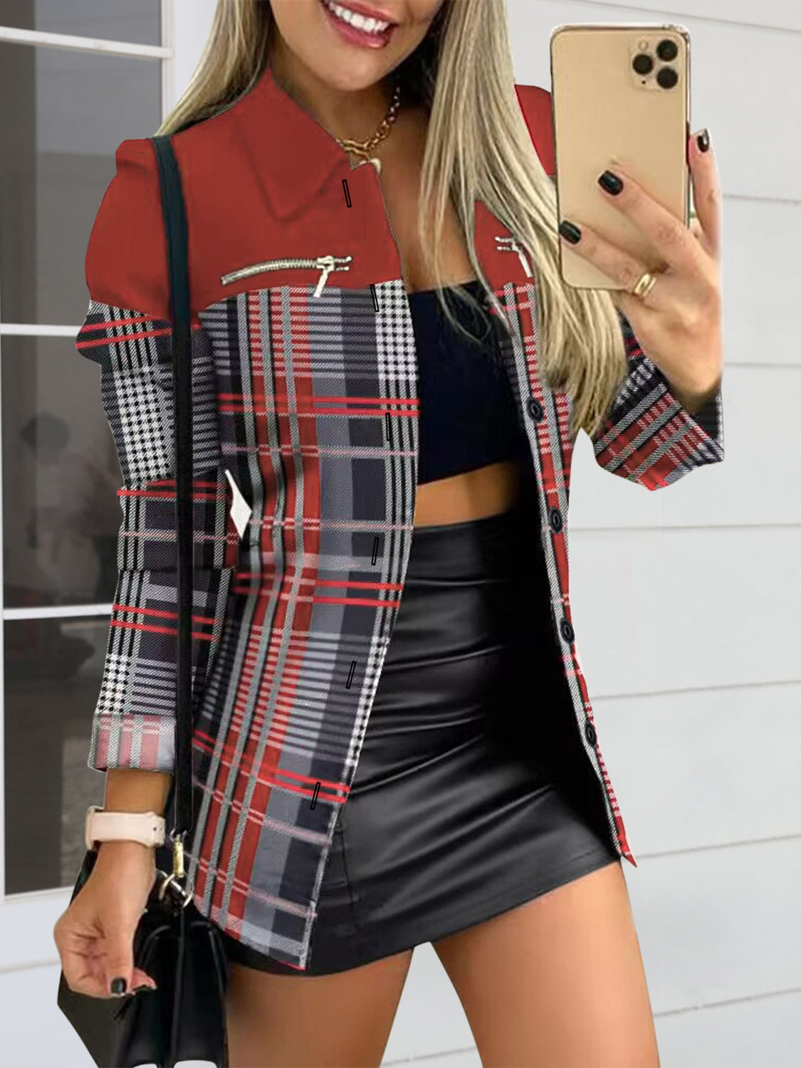 Printed Button Up Zip Detail Jacket More Colors! - In Style Chics Boutique LLC