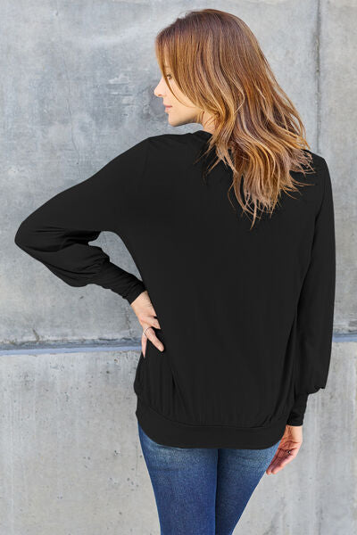 Basic Bae Full Size V-Neck Lantern Sleeve Blouse - More Colors! - In Style Chics Boutique LLC