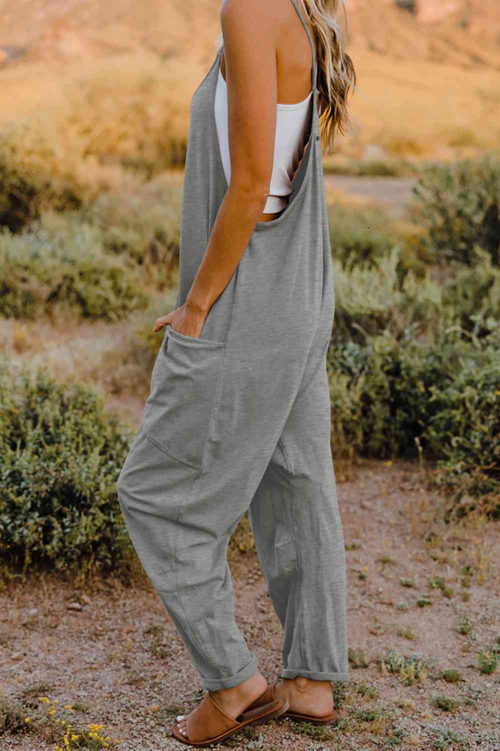 Double Take V-Neck Sleeveless Jumpsuit with Pockets More Colors! - In Style Chics Boutique LLC