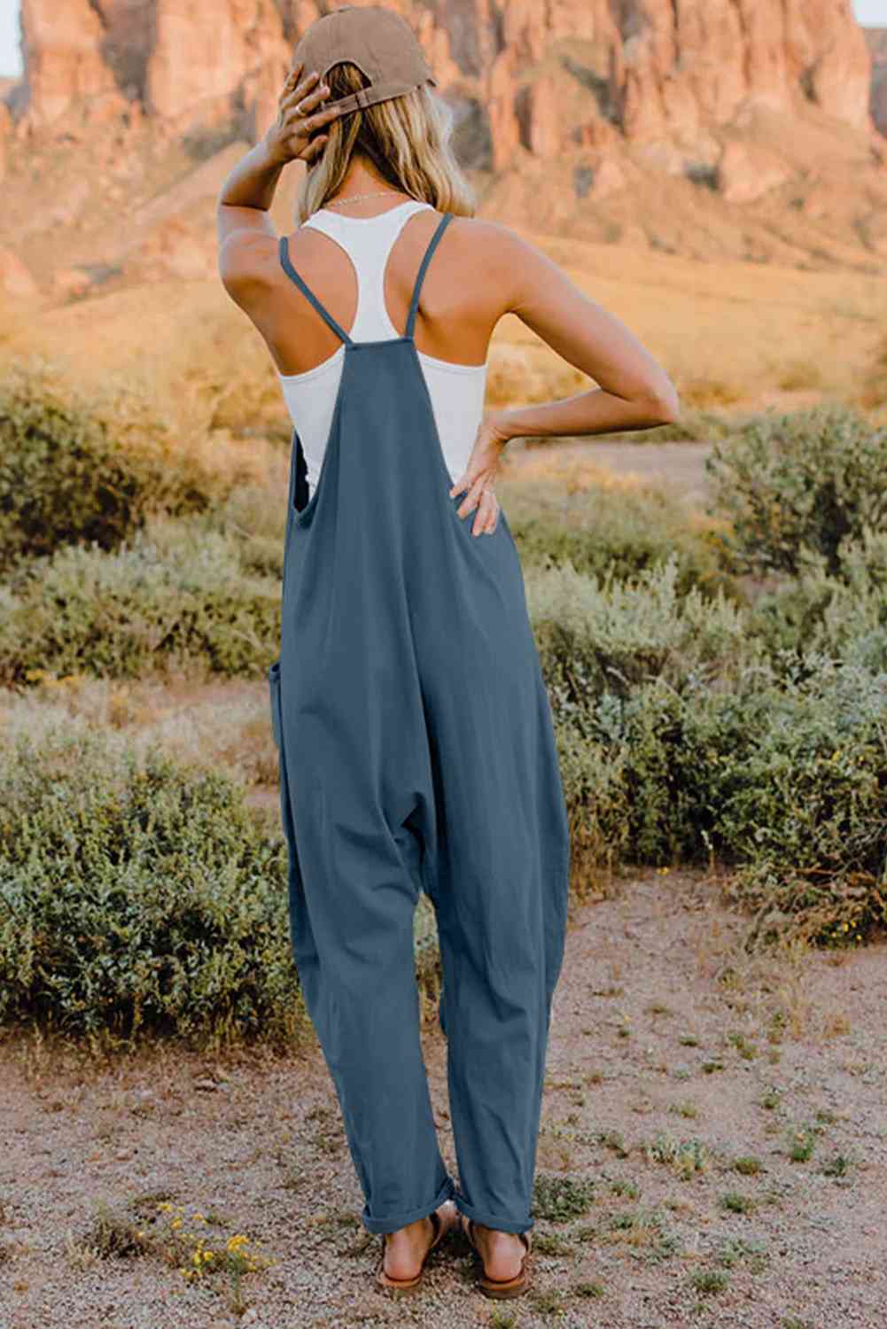 Double Take V-Neck Sleeveless Jumpsuit with Pockets More Colors! - In Style Chics Boutique LLC