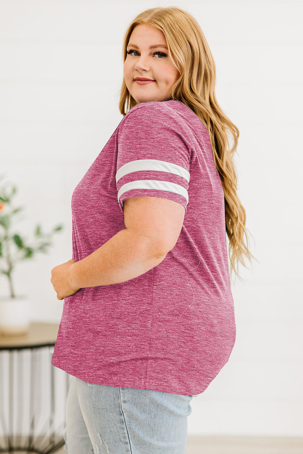 Plus Size Striped V-Neck Tee Shirt More Colors! - In Style Chics Boutique LLC