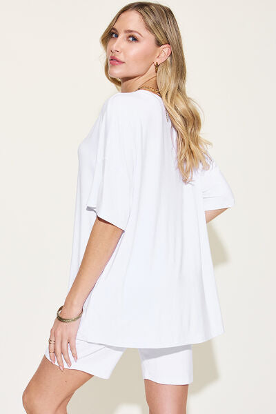 Basic Bae V-Neck Drop Shoulder Short Sleeve T-Shirt and Shorts Set - More Colors! - In Style Chics Boutique LLC