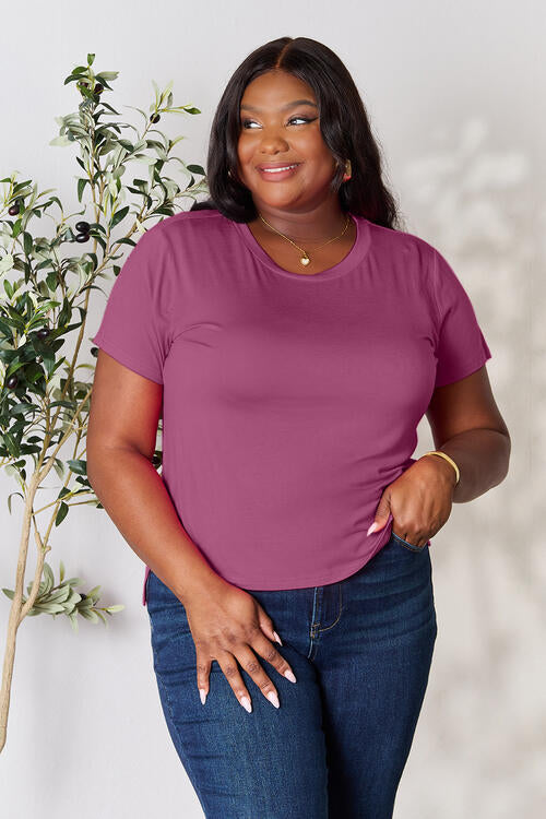 Round Neck Short Sleeve T-Shirt - More Colors! - Shein Alternative - In Style Chics Boutique Women's Juniors Plus Size Apparel Online Fast Shipping