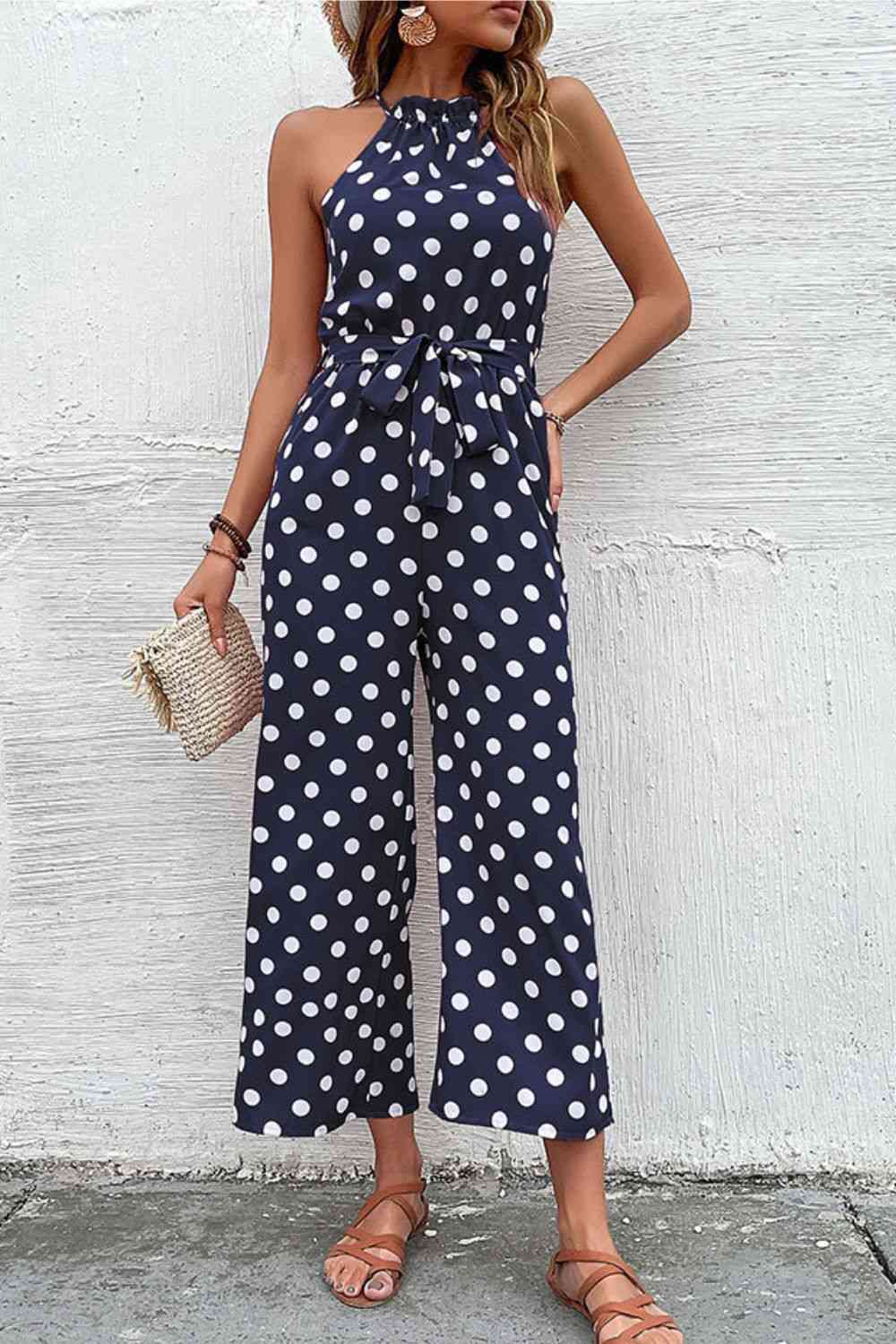 Polka Dot Grecian Wide Leg Jumpsuit - More Colors! - In Style Chics Boutique LLC