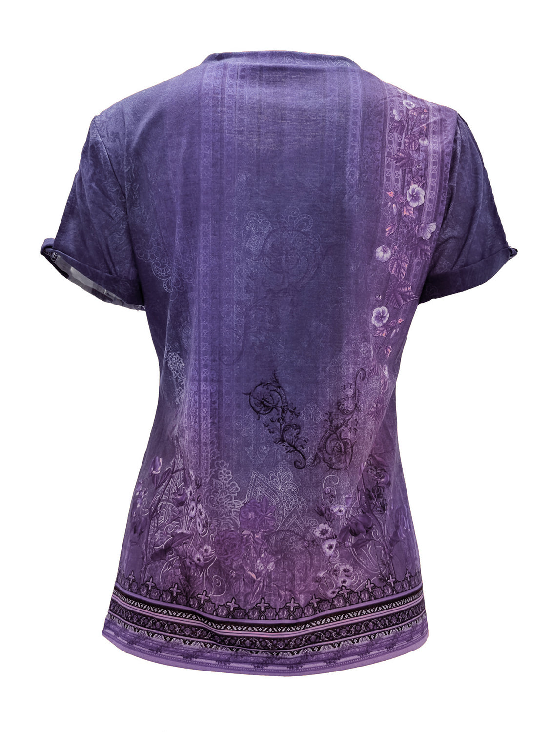 Cutout Printed Round Neck Short Sleeve Blouse - More Colors! - In Style Chics Boutique LLC