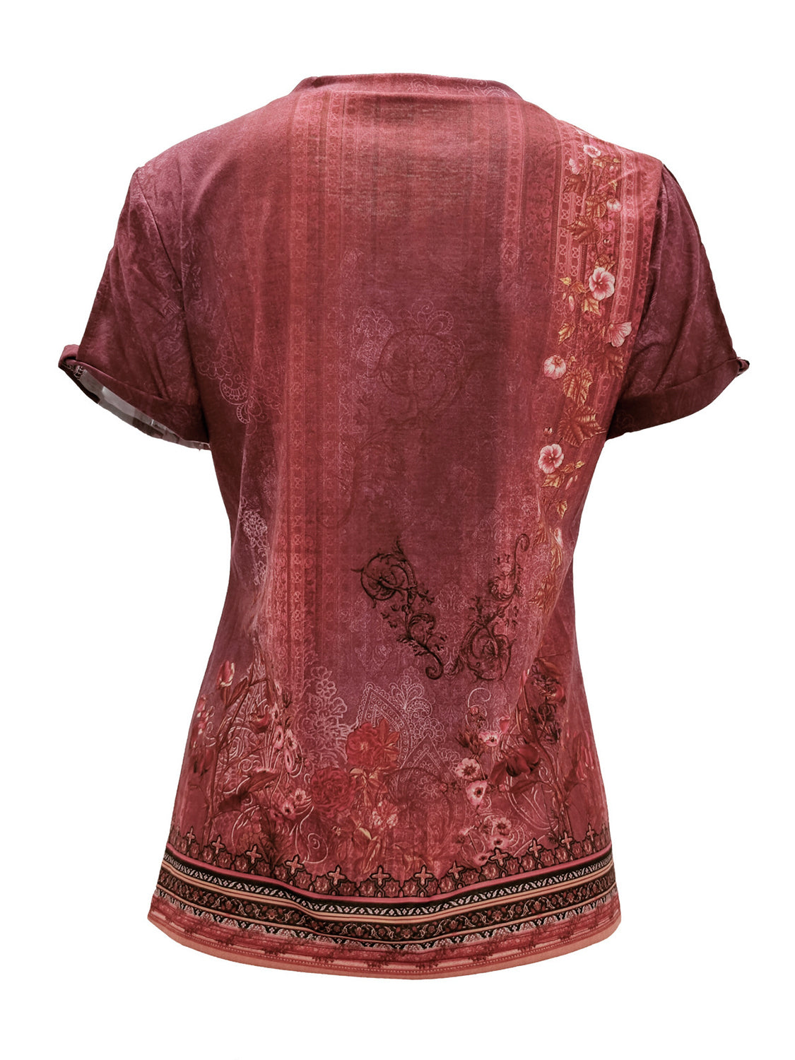 Cutout Printed Round Neck Short Sleeve Blouse - More Colors! - In Style Chics Boutique LLC