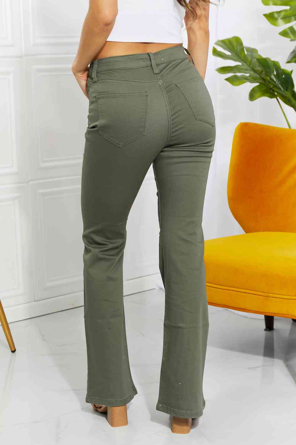 Zenana Clementine Full Size High-Rise Bootcut Jeans in Olive - In Style Chics Boutique LLC
