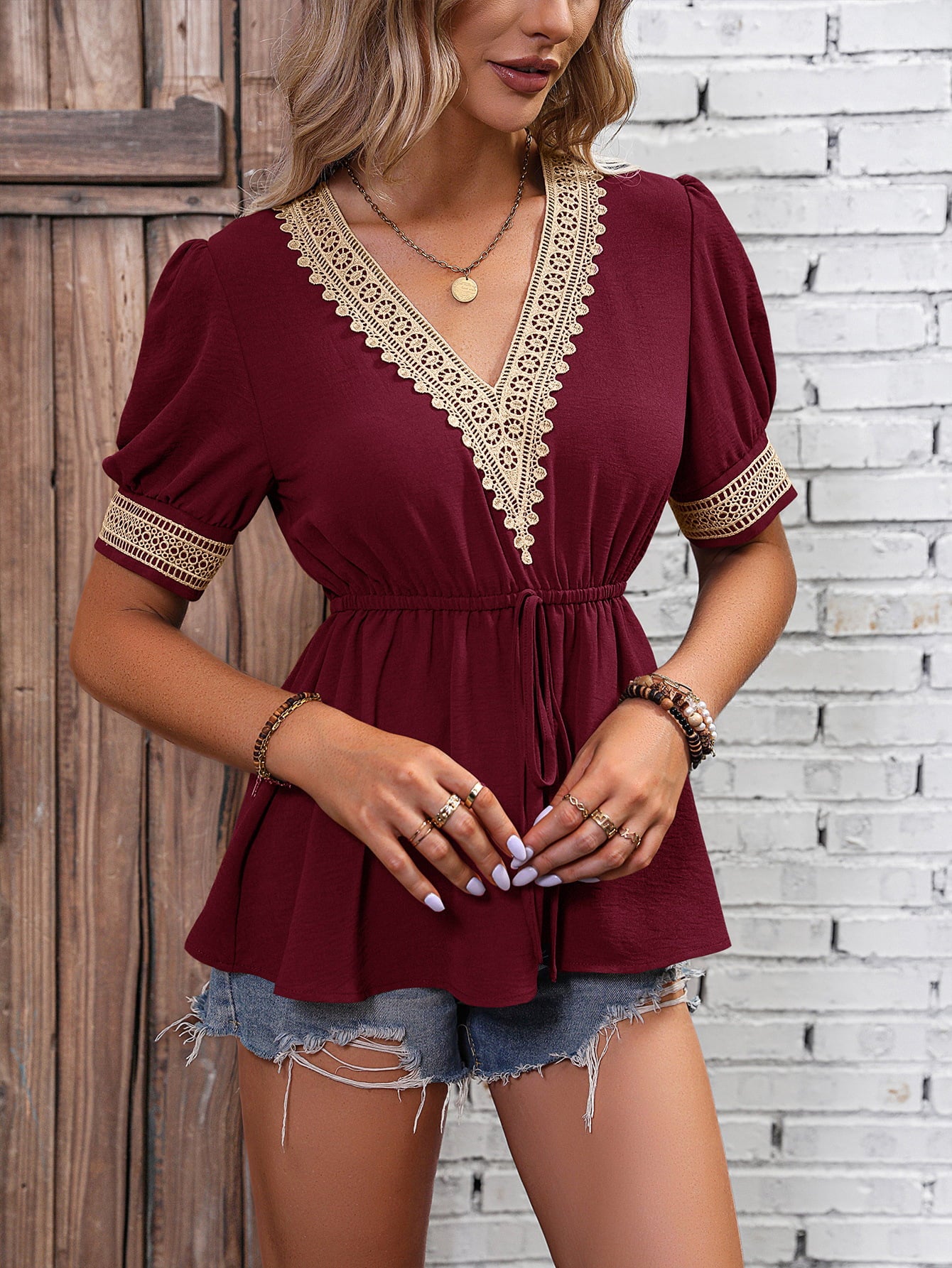 Contrast V-Neck Babydoll Top More Colors! - In Style Chics Boutique LLC