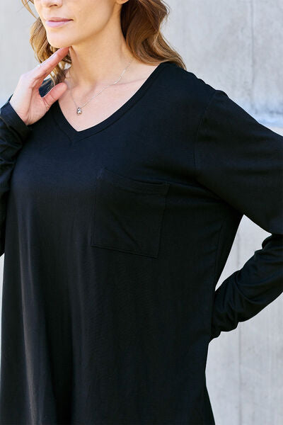 Basic Bae Full Size V-Neck Long Sleeve Top - More Colors! - In Style Chics Boutique LLC