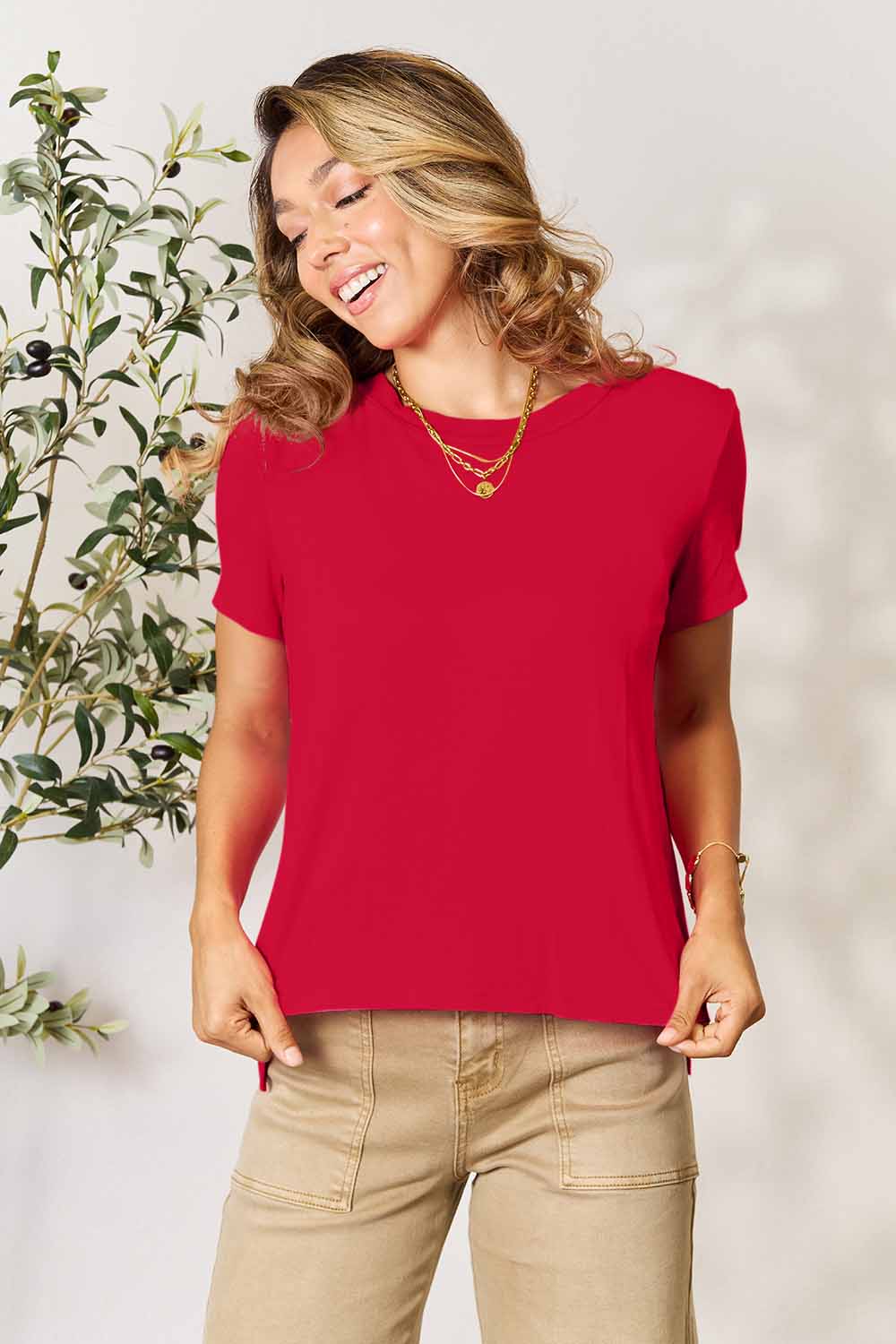 Women's Round Neck Short Sleeve T-Shirt - More Colors! Shein Alternative Ship from USA - In Style Chics Boutique Women's Juniors Plus Size Apparel Online