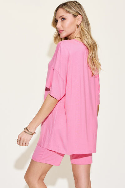 Basic Bae V-Neck Drop Shoulder Short Sleeve T-Shirt and Shorts Set - More Colors! - In Style Chics Boutique LLC