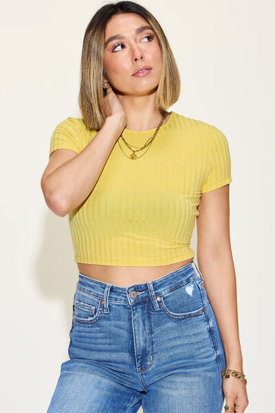 Basic Bae Ribbed Round Neck Short Sleeve T-Shirt - More Colors! - In Style Chics Boutique LLC