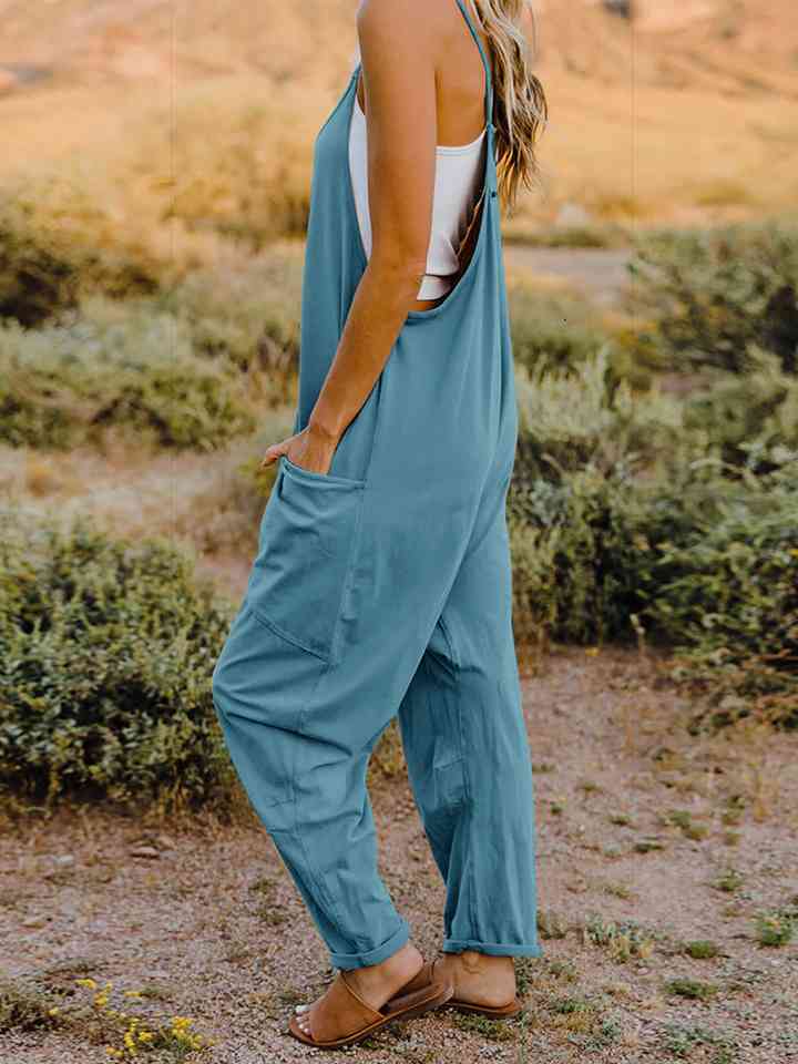 Double Take V-Neck Sleeveless Jumpsuit with Pockets More Colors! - In Style Chics Boutique LLC