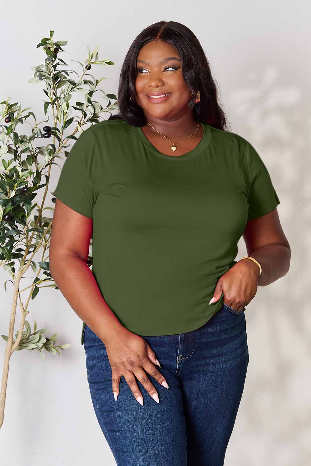 Women's Round Neck Short Sleeve T-Shirt - More Colors! Shein Alternative Ship from USA - In Style Chics Boutique Women's Juniors Plus Size Apparel Online