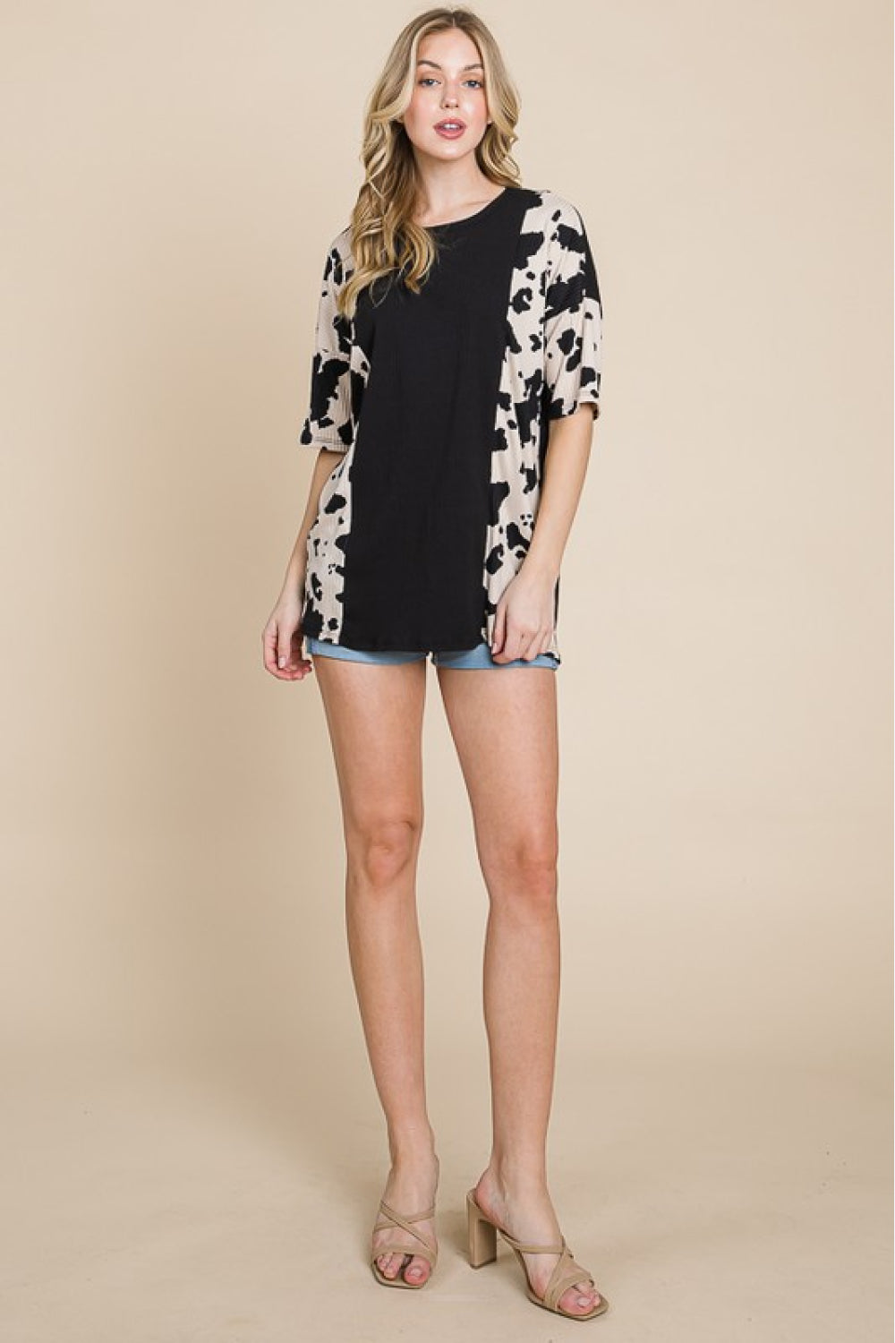 BOMBOM Rodeo Love Ribbed Animal Contrast Tee - In Style Chics Boutique LLC