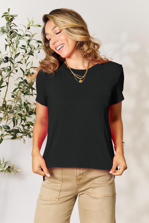 Round Neck Short Sleeve T-Shirt - More Colors! - Shein Alternative - In Style Chics Boutique Women's Juniors Plus Size Apparel Online