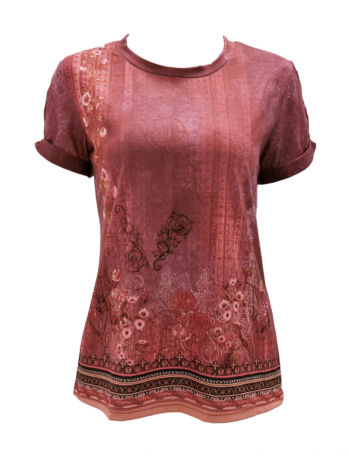 Cutout Printed Round Neck Short Sleeve Blouse - More Colors! - In Style Chics Boutique LLC