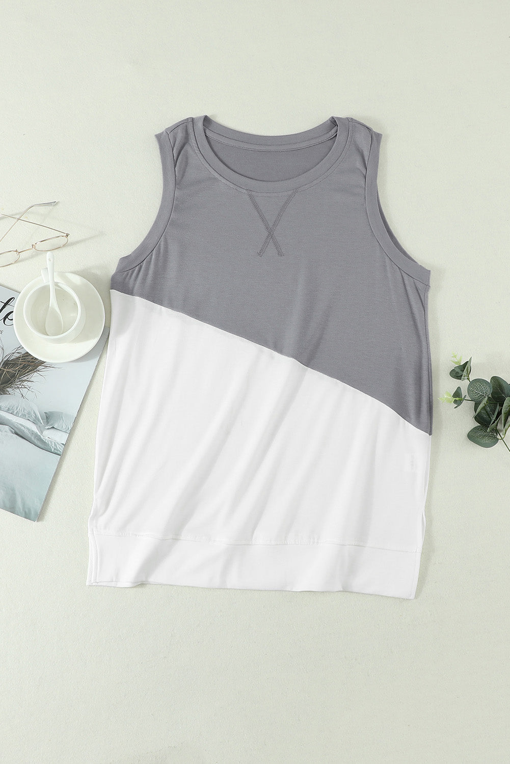 Contrast Round Neck Tank Top More Colors! - In Style Chics Boutique LLC