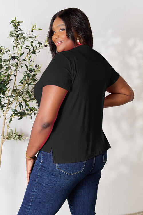 Round Neck Short Sleeve T-Shirt - More Colors! - Shein Alternative - In Style Chics Boutique Women's Juniors Plus Size Apparel Online