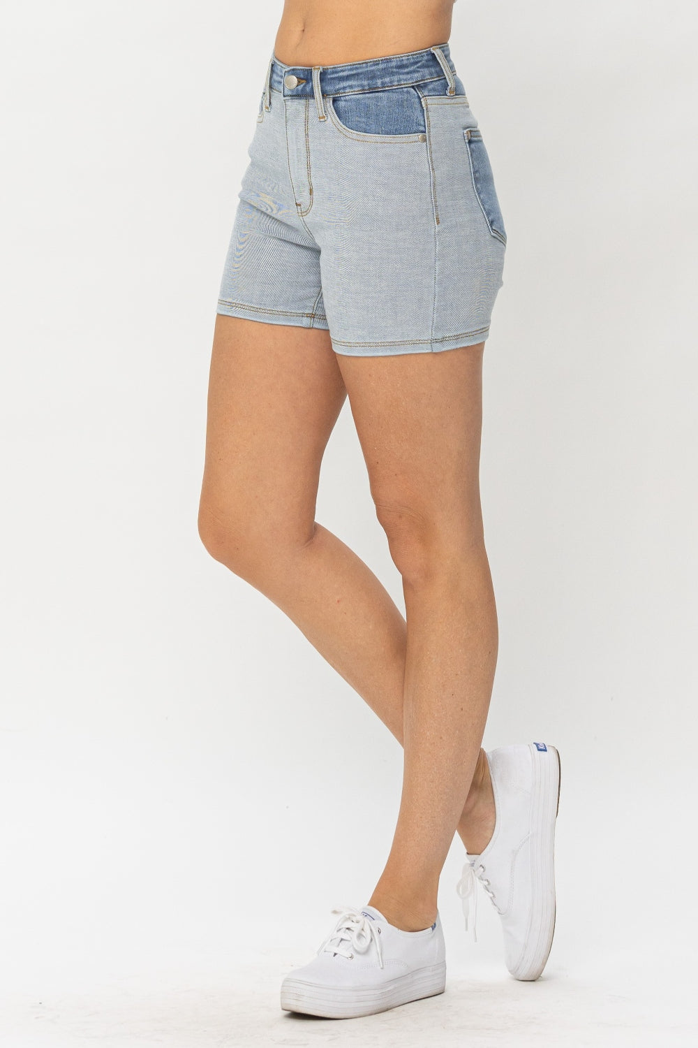 Judy Blue Full Size Color Block Denim Shorts - In Style Chics Boutique LLC