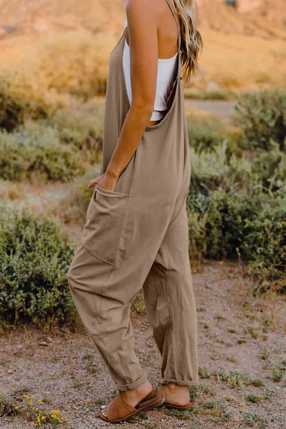 Double Take V-Neck Sleeveless Jumpsuit with Pockets More Colors! - In Style Chics Boutique LLC