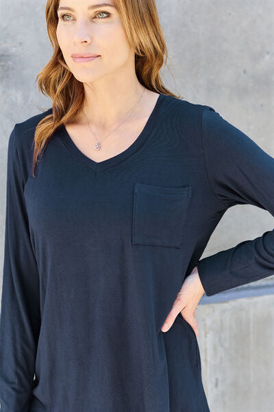 Basic Bae Full Size V-Neck Long Sleeve Top - More Colors! - In Style Chics Boutique LLC