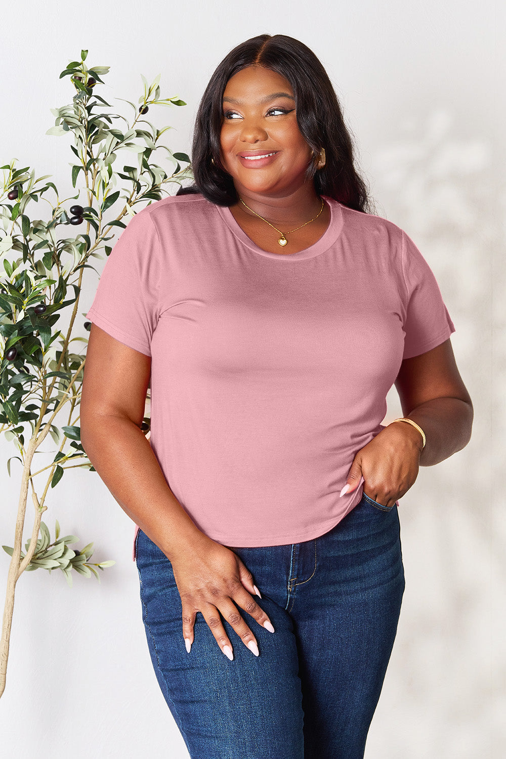 Women's Round Neck Short Sleeve T-Shirt - More Colors! Shein Alternative Ship from USA - In Style Chics Boutique Women's Juniors Plus Size Apparel Online