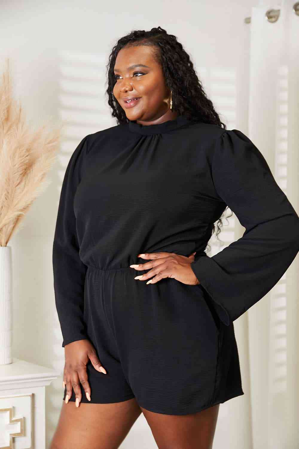 Culture Code Full Size Open Back Romper with Pockets - In Style Chics Boutique LLC