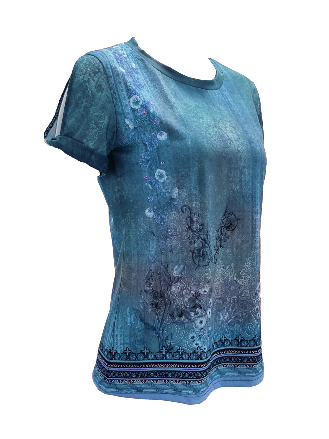 Cutout Printed Round Neck Short Sleeve Blouse - More Colors! - In Style Chics Boutique LLC