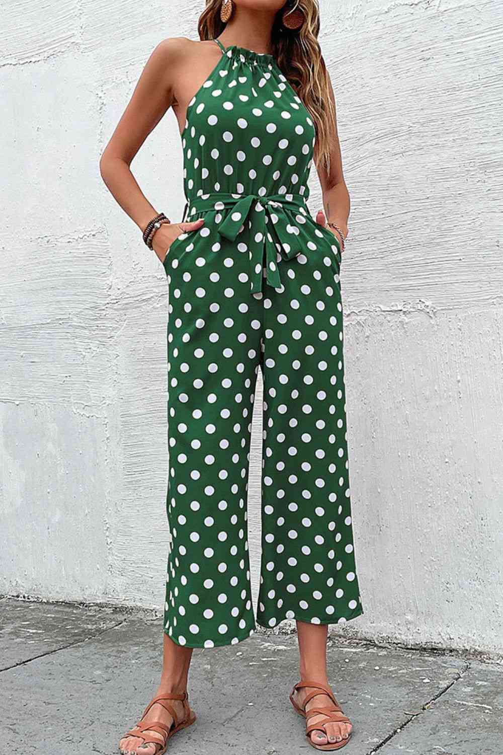 Polka Dot Grecian Wide Leg Jumpsuit - More Colors! - In Style Chics Boutique LLC