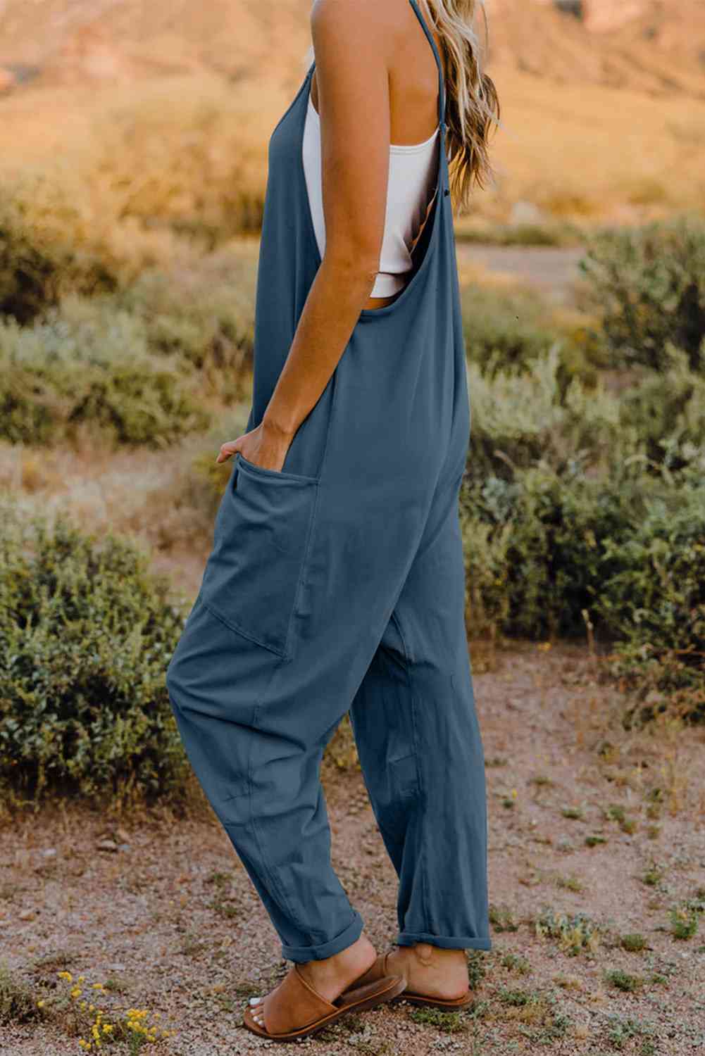Double Take V-Neck Sleeveless Jumpsuit with Pockets More Colors! - In Style Chics Boutique LLC